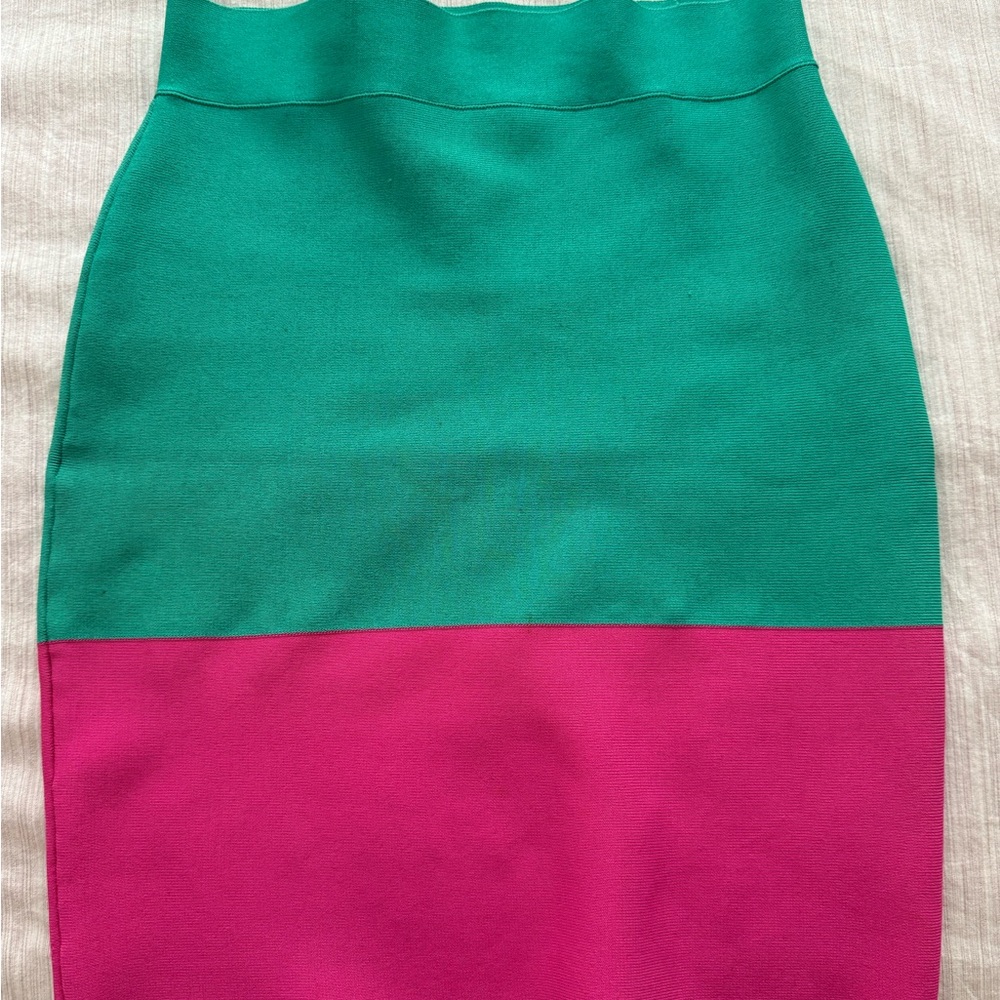 BCBGMaxAzria Green and Pink Pencil Skirt